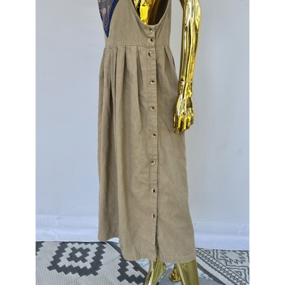 LL Bean Vtg. Midi Jumper Dress Side Buttons With Pockets - Picture 5 of 13